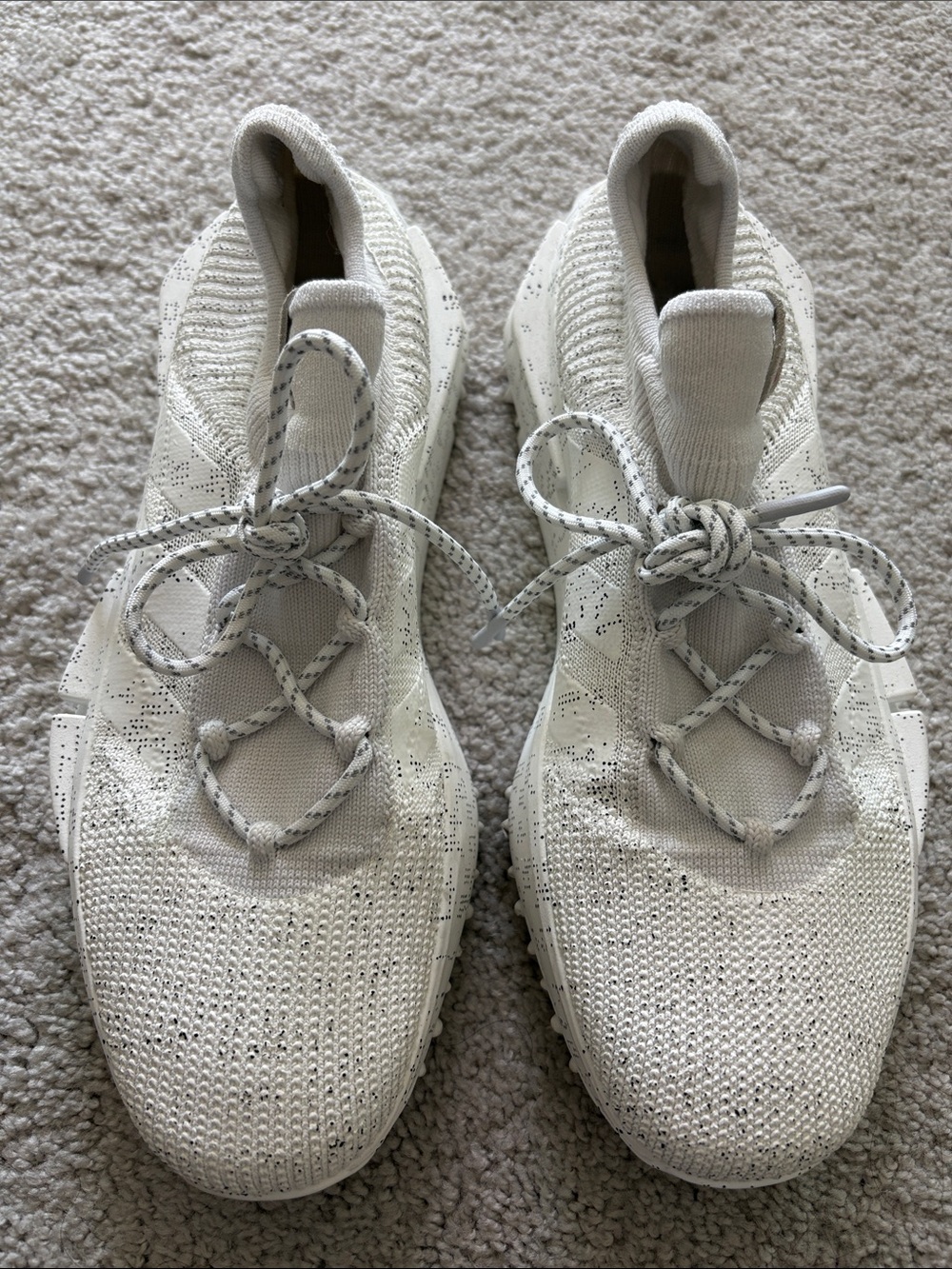 adidas White Knit Slip-On Sneakers